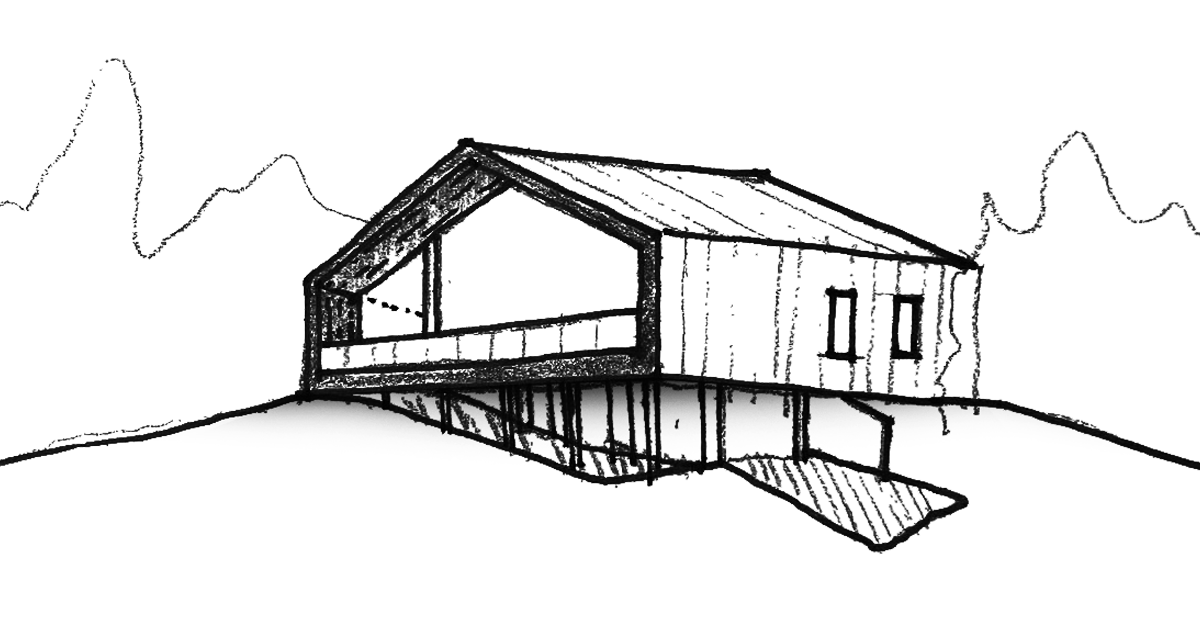 Croquis du concept de la maison La Croupe à Mont-Tremblant