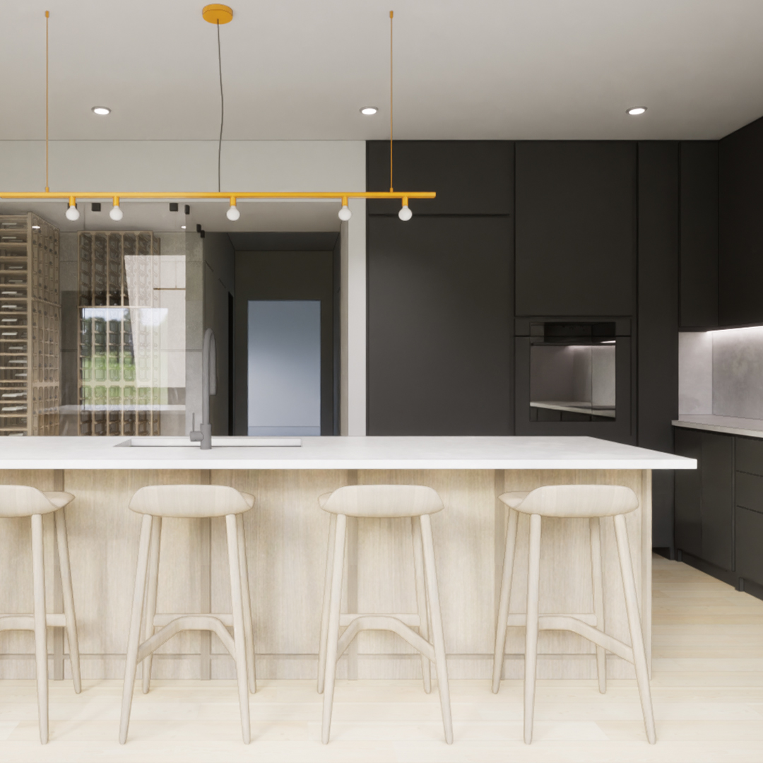 Vue g&eacute;n&eacute;rale de la maison moderne Queen's Park &agrave; Mont-Tremblant