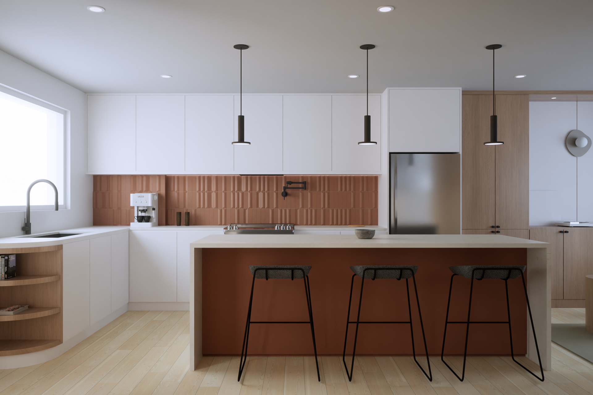 Int&eacute;rieur de cuisine moderne et &eacute;pur&eacute; de la Maison Verville